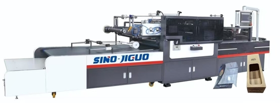 JIGUO TC-1250Q Vollservo-Intelligente Eckenschneide- und Linienpress-Fenstermaschine, Folienblattdicke (mm): 0,03-0,3 mm, V-Schnitt Max. Arbeitsgeschwindigkeit: 15000+ Stk./h (Eckenschneide- und Rillarbeiten)